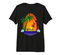 Bali Palms Tropical Bird Sunset Ubud Travel Lombok Souvenir Premium T-Shirt