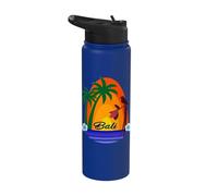 Bali Palms Tropical Bird Sunset Ubud Travel Lombok Souvenir Stainless Steel Insulated Water Bottle