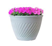 Bali Planter Grey Limestone Effect | Outdoor Classic Stone Look Round Plastic Garden Flower Pot | Frost & UV Resistant Traditional Style | Dia: 16" or 14" (40cm or 35cm) (1, 35cm)