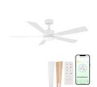 Bali Smart 5 Blade Ceiling Fan 52" 2700K-6000K CCT Selectable LED Light Kit with Remote Control and White Hardware with Reversible Natural Wood Blades