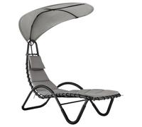 Bali Sun Lounger Relaxing Chair with Canopy Shade and Padded Cushions LIVIVO Grey One Size