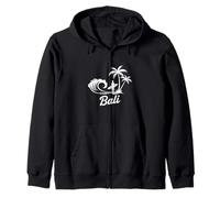 Bali Surfing Sunset Illustration Zip Hoodie