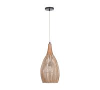 Bali Tall Dome Pendant Light - Bamboo Effect & Wood