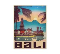 Bali Vintage Travel Poster，DIY Paint by Numbers for Adults Beginner, Easy Paint by Numbers for Beginner,Acrylic Watercolor Paint by Number for Kids Gift Decor（20x30cm）-AG59