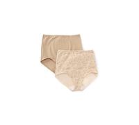 Bali Women’s Cotton Light Control Shapewear Brief Fajas 2-Pack DFX037, Nude Lace for Flowers, L