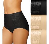 Bali Women's Double Support Brief 3-Pack, Black/Soft Taupe/Soft Taupe, Large (Pack of 3)