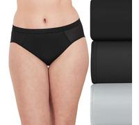 Bali Women's Hi Underwear 3-Pack, Second Skin Mesh High Cut, Panty Lines Briefs, Black/Black/Crystal Grey, 6 (Pack of 3)