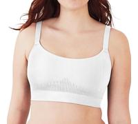Bali Women's Modern Seamless, Pullover Wireless Bralette with Adjustable Straps Bra, White, L