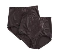 Bali Women's Shapewear Double Support® Coordinate Brief with Lace Tummy Panel Light Control 2-Pack, 2 black, X-Large