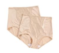 Bali Women's Shapewear Double Support® Coordinate Brief with Lace Tummy Panel Light Control 2-Pack, 2 Soft Taupe, X-Large