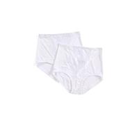 Bali Women's Shapewear Double Support® Coordinate Brief with Lace Tummy Panel Light Control 2-Pack, 2 White, Medium
