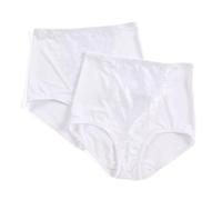 Bali Women's Shapewear Double Support® Coordinate Brief with Lace Tummy Panel Light Control 2-Pack - White - 2X Plus