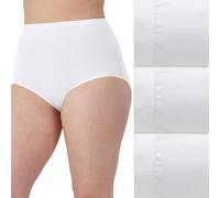 Bali Women's Stretch Cotton Underwear, Cut-fit Brief, Full Coverage Panty, 3-Pack, White/White/White, 8