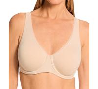 Bali Women's Underwire Bra, Cotton Collection 2-ply, Moisture-Wicking, Full Coverage, Convertible Straps, Pure Honey Beige Heather, 34DD