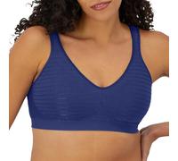 Bali Women's Wireless Bra, Comfort Revolution Seamless T-Shirt Bra, ComfortFlex Fit, Moisture-Wicking, in The Navy Stripe, M