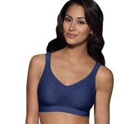 Bali Women's Wireless, Comfort Revolution Full-Coverage Wirefree Bra, Moisture-Wicking, Navy Dot, 3XL