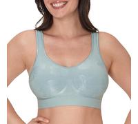Bali Women's Wireless, Comfort Revolution Full-Coverage Wirefree Bra, Moisture-Wicking T-Shirt, 1 inches, Blue Patina Tropical Floral, L