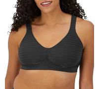 Bali Women's Wireless, Comfort Revolution Seamless T-Shirt Bra, ComfortFlex Fit, Moisture-Wicking, Black Stripe, XL
