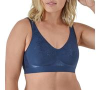 Bali Women's Wireless, Comfort Revolution Seamless T-Shirt Bra, ComfortFlex Fit, Moisture-Wicking, Navy Aztec, S