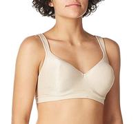 Bali Women's Wireless Df3463, Comfort Revolution Full-Coverage Wirefree, Moisture-Wicking Bra, Opaque, Almond Zag, 40B