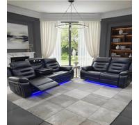 Balian Electric recliner 3 and 2 Seater Sofa Black