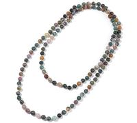 BALIBALI 108 Mala Beaded Long Necklace Hand Knotted for Women, 8 mm, India Agate, india agate