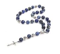 BALIBALI Handmade 8mm Anglican Prayer Beads Rosary Jade Natural Stone Rosary Beads with Pardon Crucifix Cross Custom Rosary, 8 mm, Stone