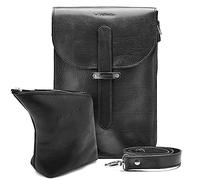 BALIBETOV Argentine Leather Matera Bag with Matching Yerbera Bag - Carry Tote Bag for Yerba Mate Gourd and Thermal Flask, Black, L