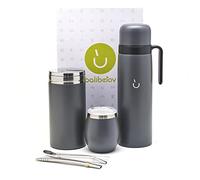 Balibetov Modern Yerba Mate Gourd, Thermal Flask, Yerba Mate Container, Bombilla and Cleaning Brush, 304 18/8 Stainless Steel, 920ml
