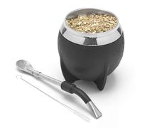 BALIBETOV Yerba Mate Cup And Bombilla Set, Includes Stainless steel Yerba Mate Gourd, Premium Bombilla Mate and Cleaning Brush (Black)