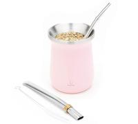 BALIBETOV Yerba Mate Cup - Stainless Steel Gourd - 260 ml - Includes 2 Bombillas & Cleaning Brush