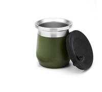 balibetov Yerba Mate Gourd - 9 fl oz Stainless Steel Yerba Mate Cup with Double-Wall Insulation, Non-Slip Base, Spill-Proof Silicone Lid - Mate Argentino - Mate Mugs. (Green)