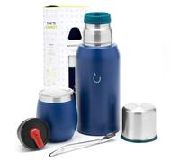 balibetov Yerba Mate Kit - Includes 1 Yerba Mate Cup, 1 Bombilla Mate Straw, and 1 Mate Termo with 2 Stoppers - The Stainless Steel Yerba Mate Gourd, Includes Lid (Blue)
