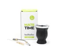 BALIBETOV Yerba Mate Set - Premium Glass Gourd with Leather Wrap & Bombilla