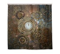 BALII Rusty Steampunk Clock Gear Shower Curtain 72x72 Inch Polyester Waterproof With 12 Hooks for Bathroom