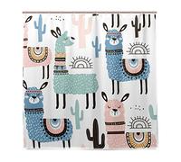BALII Watercolor Llama Shower Curtain 72x72 Inch Polyester Waterproof With 12 Hooks for Bathroom