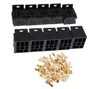 balikha 10 Sets Car Truck Vehicle 30A-80A Relay Base Holder, 5 Pins Terminal Relay Connector Sockets with 50 x 6.3mm Terminals