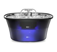 BalimoPet Cat Water Fountain for Drinking 2.5L/85oz with Stainless Steel Tray & Dual Spouts - Automatic Cat Fountain, Ultra-Quiet Wired Pet Water Fountain with LED Light, Triple Filtration