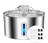 BalimoPet Cat Water Fountain for Drinking - 3.2L Cat Fountain Stainless Steel Flower Style, Silent Automatic Wired Pet Water Fountain Triple-Filter Water Fountain Cat Bowl 6 Filters 6 Sponges