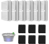 BalimoPet Replacement Filter for Cat Fountain (2.2L/2.5L). 6 Activated Carbon Filters + 6 Foam Filters. Quadruple Filtering for Always Fresh and Pure Water