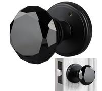 Balin Designs Crystal Door Knobs - Matte Black Round Glass Passage Door Knob Set - Interior Antique Glass Door Knobs Perfect for Bathroom, Bedroom, Hallway and Closet Door - Hardware Included