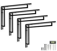 Balin Designs Sturdy & Versatile Black Shelf Bracket for 8" & 10" Shelves - 4-Pack | Black Cross, Heavy-Duty Metal Shelf Brackets, Easy Installation for Indoor/Outdoor Use - All Hardware Included
