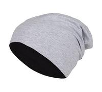 Balinco 2 in 1 Reversible Slouch Long Beanie Jersey Cotton Elastic Unisex Men Ladies Hat Heather in 24 (8) (Light Grey/Black)