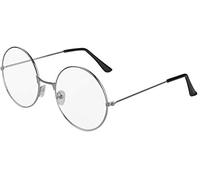 Balinco Father Christmas/Grandma/Grandpa/Nerd Round Silver Metal Glasses - Retro Style for Holidays, Carnival, Festival & Fancy Dress