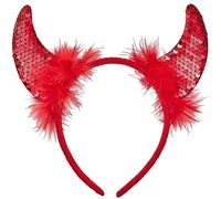 Balinco Halloween Devil Ears, Headband, Devil Outfit, Devil Horns Red, Glitter, Sexy Women's Fancy Dress, Satan Outfit, Headpiece, Carnival, Fancy Dress