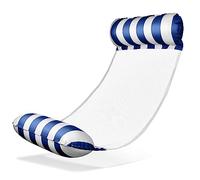 Balinco Inflatable Water Hammock Air Mattress with 2 Air Chambers & Nylon Net for Pool - Floatie Water Mattress Relax Lounger for Adults & Children - Summer Pool Accessories (Blue/White)