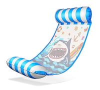 Balinco Inflatable Water Hammock Air Mattress with 2 Air Chambers & Nylon Net for Pool - Floatie Water Mattress Relax Lounger for Adults - Summer Pool Accessories (Shark Blue)
