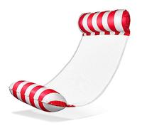 Balinco Inflatable Water Hammock Air Mattress with 2 Air Chambers & Nylon Net for Pool - Floatie Water Mattress Relax Lounger for Adults & Children - Summer Pool Accessories (Red/White)