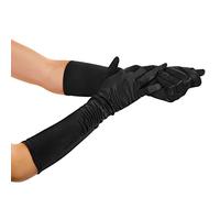 Balinco Ladies Gloves Long, Elegant, 1920s Style, Glamour Evening Glove, Opera, Classic, Elastic, Satin, Gothic, Festive, Fancy Dress, Carnival, Women's Carnival (Black)