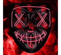 Balinco LED mask with 3 light modes - perfect for techno DJ | Halloween | cosplay | carnival | scary mask | neon mask | as an addition to a horror costume (red)